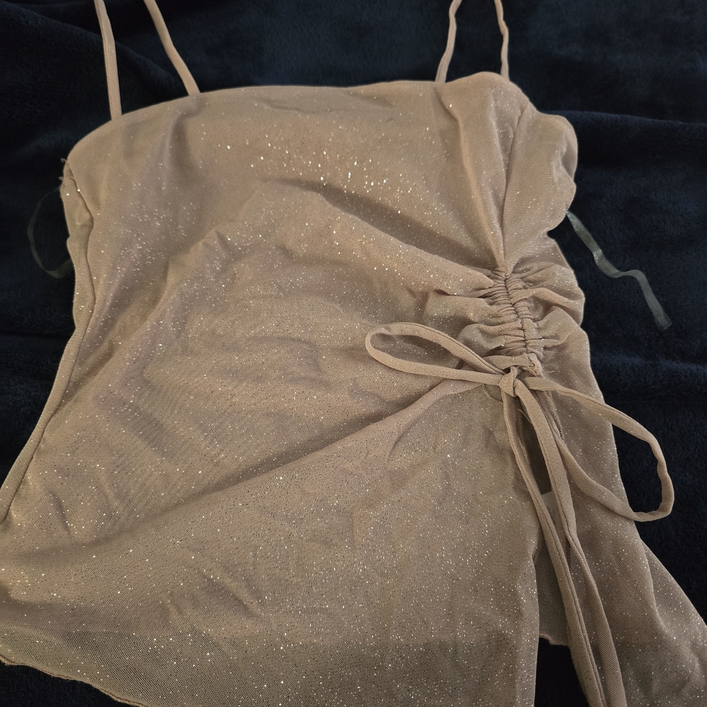 Shimmering Tan Ruched Camisole